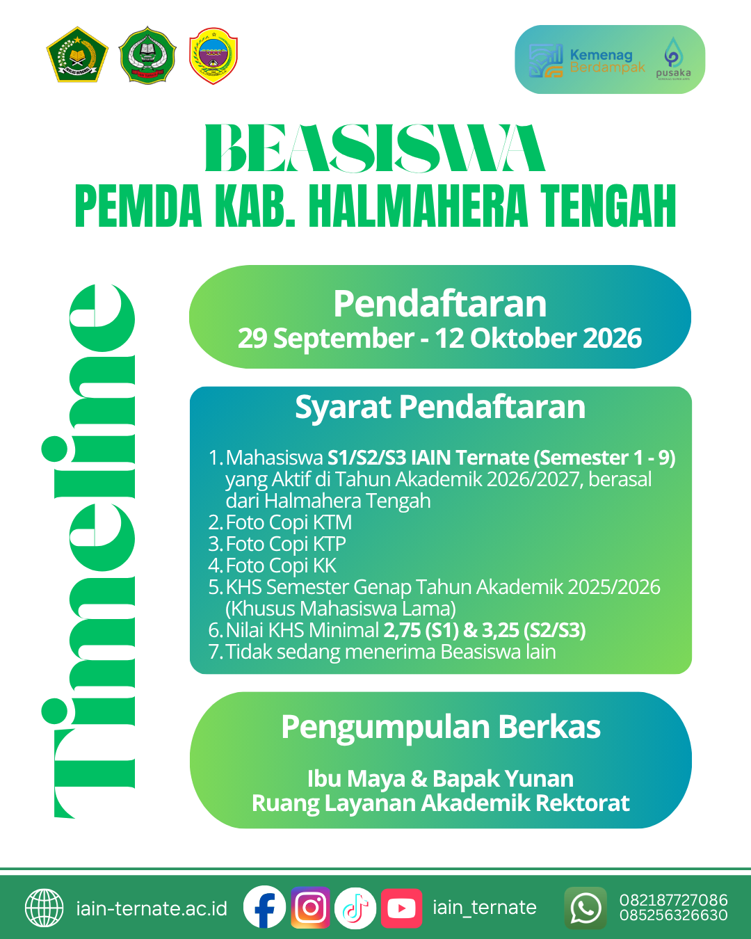 PENGUMUMAN PENDAFTARAN BEASISWA PEMDA KABUPATEN HALMAHERA TENGAH Untuk S1, S2, dan S3